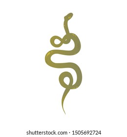 Creative twisted snake silhouette the wildlife reptile ornament element for logo and prints. Animal symbol flat vector illustration isolated on white background.