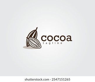 creative two cocoa pods leaning against each other with one peeled off logo design