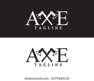 creative two crossed axes that blend with the font and logo design