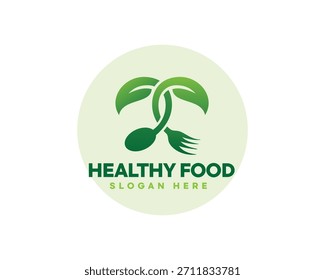 creative two crosses blending with leaves, very suitable for herbal and healthy food logos and others
