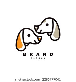 Creative two cute puppy logo design template
