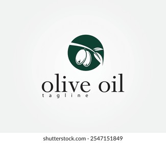 creative two olives still attached to the branch logo design