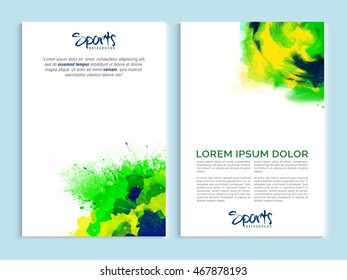 Creative Two Page Broschüre, Template oder Flyer Präsentation mit brasilianischen Flag Farben abstrakte Design.