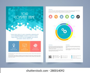 Creative two page business flyer, template or brochure design with different infographics.