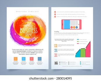 Creative two page business flyer, template or brochure layout with different infographics.