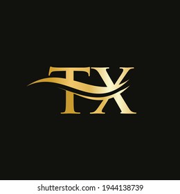Creative TX-Brief mit luxuriösem Konzept. Modernes TX-Logo-Design für Unternehmens- und Firmenidentität