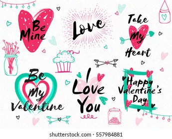 Creative Typographic collection for Happy Valentine's Day Celebration.