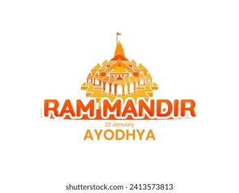 Creative Typographic Illustration of Ayodhya's Ram Mandir Temple