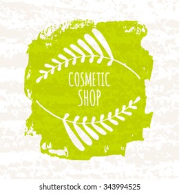Creative Typographic poster hand drawing for shop cosmetics or perfumes written in colorful textured brushes. Vector illustration