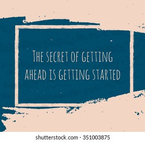 Creative Typographic poster hand drawing in the form of quotes and phrases to raise morale and good mood are written in pink ink brush in blue texture. Vector illustration