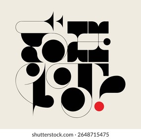 Formas tipográficas creativas Minimal Vector negro y rojo