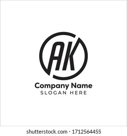 Plantilla de diseño de logotipo de letras Ak de tipo creativo