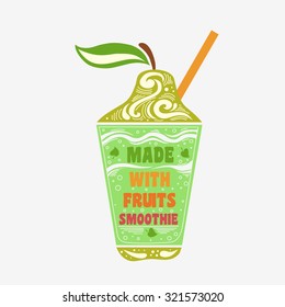 Creative typography art. Motivational poster with smoothie. Vegetarian food.  For print on T-shirts and bags. Hand draw Inspirational creative Lettering