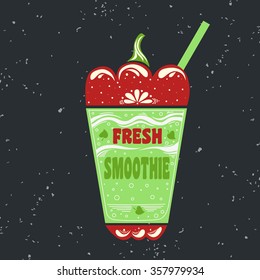 Creative typography art. Motivational poster with smoothie. Vegetarian food.  For print on T-shirts and bags. Hand draw Inspirational creative Lettering