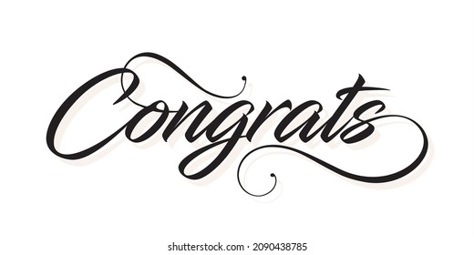 Creative Typography of Congrats. Editable Illustration. Congratulations Card in Cursive Calligraphy.