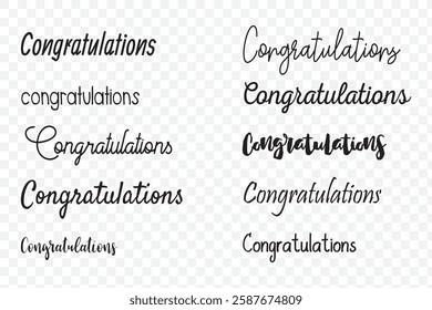 Creative Typography of Congrats. Editable Illustration. Congratulations Card in Cursive Calligraphy. Modern line calligraphy word  . 1176