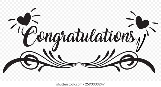 Creative Typography of Congrats. Editable Illustration. Congratulations Card in Cursive Calligraphy. EPS 10.