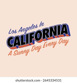 Creative typography design featuring Los Angeles, a retro-style art piece with a sunny day theme.
