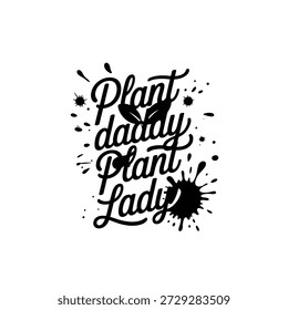 Creative typography design featuring plant daddy and plant lady text