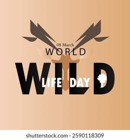 Creative typography design featuring 'Wildlife Day,' celebrating nature, conservation, and biodiversity. Perfect for awareness campaigns, environmental projects and social media posts.