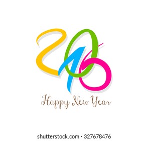 creative typography design of happy new year 2016