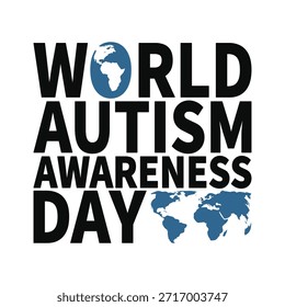 Creative typography design for World Autism Awareness Day. Vector illustration featuring bold lettering and symbolic elements representing autism support. Ideal for t-shirt prints, posters, banners, and social media campaigns to celebrate neurodiversity and acceptance in April.