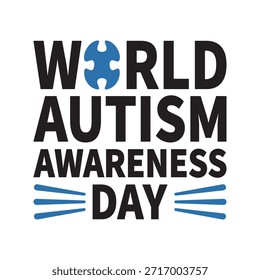 Diseño de tipografía creativa para el Día Mundial de Concienciación sobre el Autismo. Ilustración vectorial con letras atrevidas y Elementos simbólicos que representan la Asistencia del autismo. Ideal para estampados de camisetas, carteles, Anuncios y campañas en redes sociales para celebrar la neurodiversidad y la aceptación en abril.