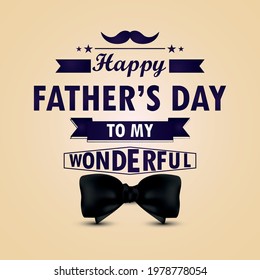 Creative typography of happy fathers day invitation greeting card with bow tie