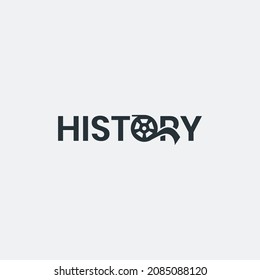 creative typography history logo vector for movie and film company and business. history film logo word logo design template. 