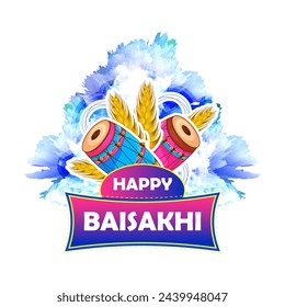 Creative Typography Illustration of Happy Baishakhi with Brush Style Background