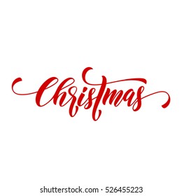 Creative typography Merry Christmas vector text type calligraphy. Lettering design for greeting card or gift poster template. Calligraphic style font for Christmas holiday banner