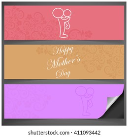 creative typography mother with child banner set