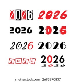 Creative “2026” Typography Set – Modern and Artistic Number Design Collection