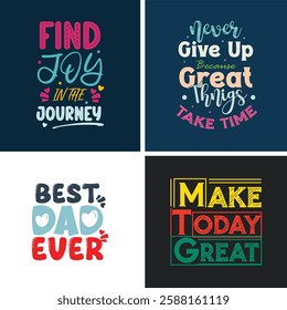 Creative Typography t shirt design template, 4 t shirt design bundle set, t shirt typography background