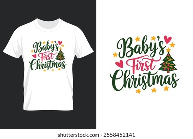 creative typography t-shirt design- Baby's first Christmas 