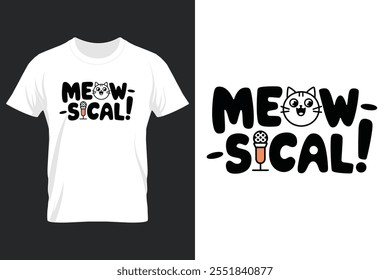 creative typography t-shirt design- Meow Sical 