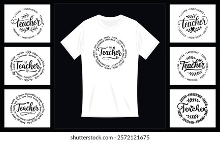 Creative typography t-shirt for teacher or educator t-shirt bundle design.