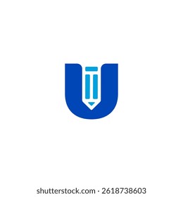 Creative U Initial Pencil Symbol