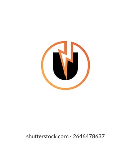 Creative U Letter Logo with Electric Bolt, Monogram Design for Startup Identity.