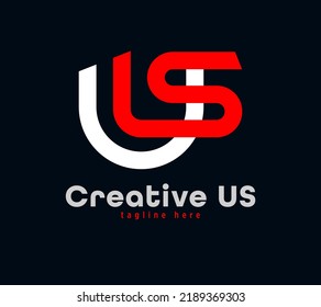 Creative U and S letter combination logo design. Linear animated corporate sports logo. Unique custom minimal design template vector illustration.