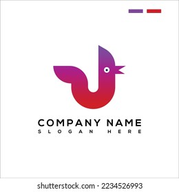 Creative U shape bird logo design symbol.