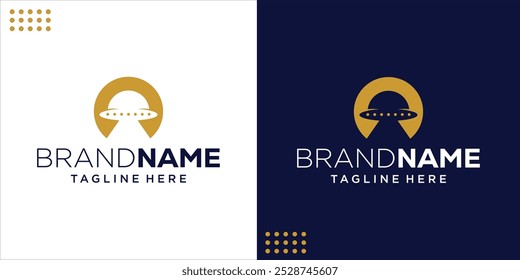 Logotipo criativo UFO, Inspiração de design, Ilustração, Vetor