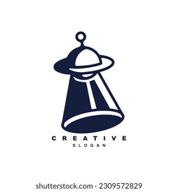 Creative UFO spaceship invasion logo design vector for your brand or business