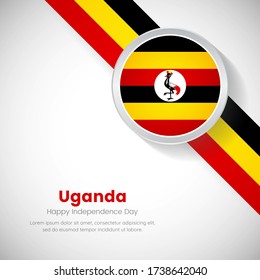 Creative Uganda national flag on circle. Independence day of Uganda country with classic background