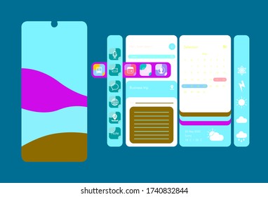 Creative UI, UX, GUI Screens for mobile apps and responsive website including Menu, Weather, calendar, Contacts, Music, Calculator, Map, Chat, Login, Calling, Picture Gallery and Lock Screens.