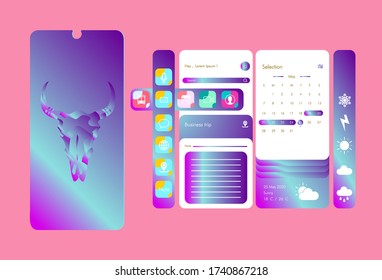 Creative UI, UX, GUI Screens for mobile apps and responsive website including Menu, Weather, calendar, Contacts, Music, Calculator, Map, Chat, Login, Calling, Picture Gallery and Lock Screens.