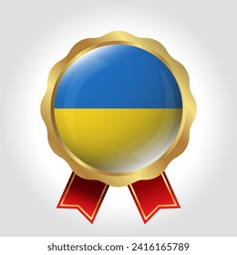 Creative Ukraine Flag Label Vector Design