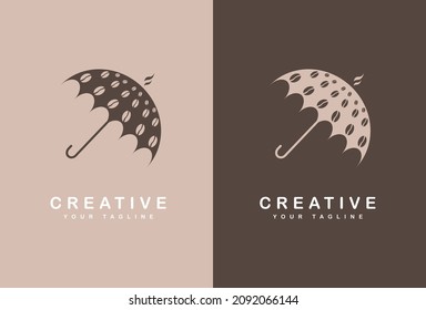 Logo de Creative umbrella Cafe coffe con estilo de diseño sencillo