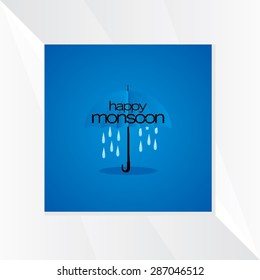 creative umbrella with rain drop over blue background 