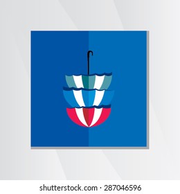 creative umbrella with rain drop over blue background 